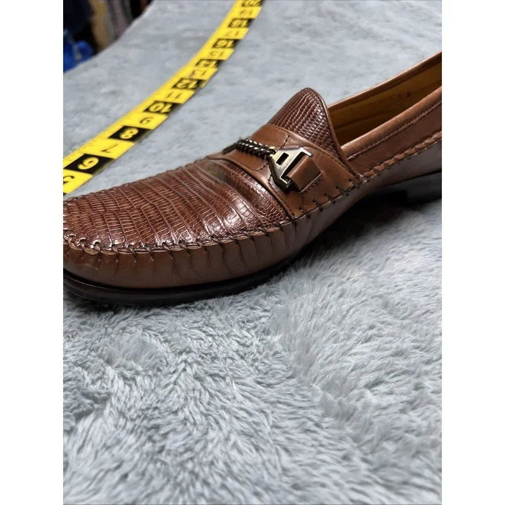 Johnston Murphy Shoes Men's 9.5 W Handcrafted Genuine Lizard Brown Oxfords Spain